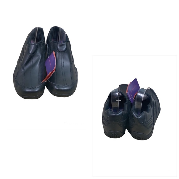 Grabbers NWT Black Leather Unisex Slip On Slip Resistant Work Shoes - Picture 2 of 14